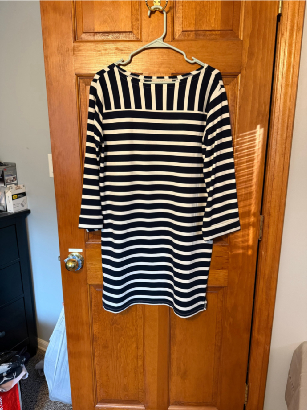 Women's LOFT Striped Long Sleeve Dress Navy White Size S